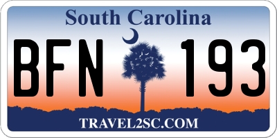 SC license plate BFN193