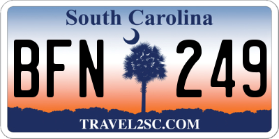 SC license plate BFN249