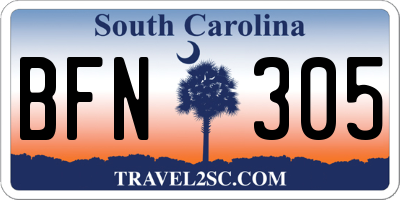 SC license plate BFN305