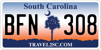 SC license plate BFN308