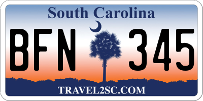 SC license plate BFN345