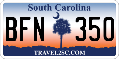 SC license plate BFN350
