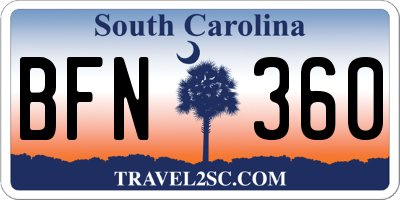 SC license plate BFN360