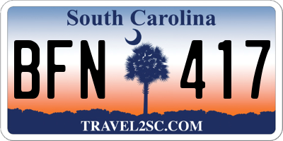 SC license plate BFN417