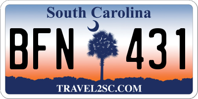 SC license plate BFN431