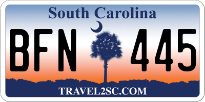 SC license plate BFN445
