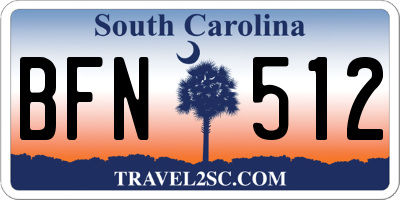 SC license plate BFN512