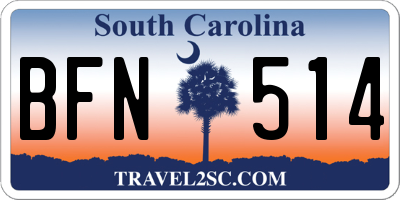 SC license plate BFN514