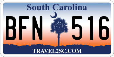 SC license plate BFN516