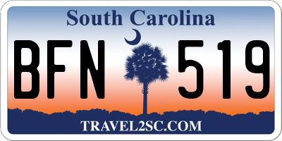 SC license plate BFN519