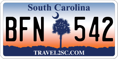 SC license plate BFN542