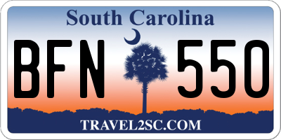 SC license plate BFN550