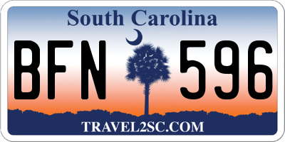 SC license plate BFN596