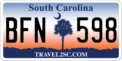 SC license plate BFN598