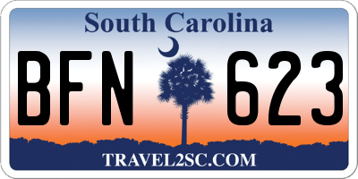SC license plate BFN623