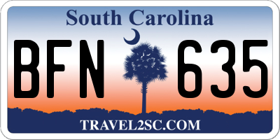 SC license plate BFN635