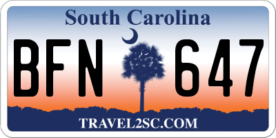 SC license plate BFN647