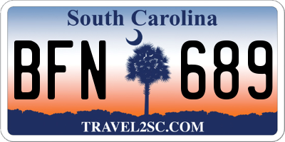 SC license plate BFN689