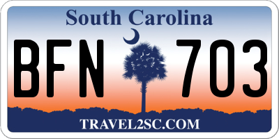 SC license plate BFN703