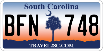 SC license plate BFN748