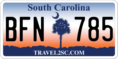 SC license plate BFN785