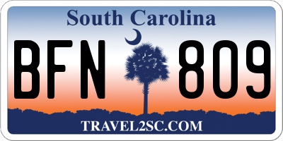 SC license plate BFN809