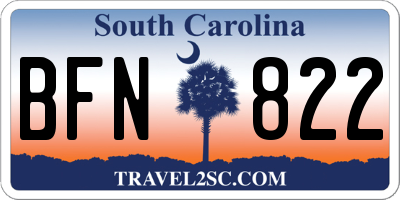 SC license plate BFN822