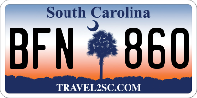 SC license plate BFN860