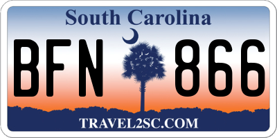 SC license plate BFN866