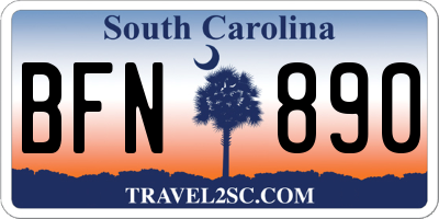 SC license plate BFN890
