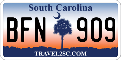 SC license plate BFN909