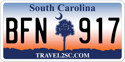 SC license plate BFN917
