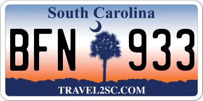 SC license plate BFN933