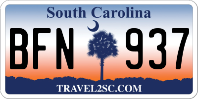 SC license plate BFN937