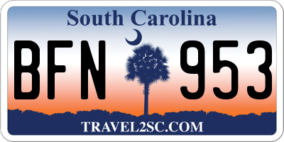 SC license plate BFN953