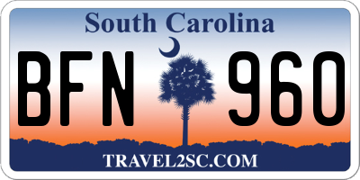 SC license plate BFN960