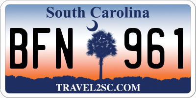 SC license plate BFN961