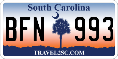 SC license plate BFN993