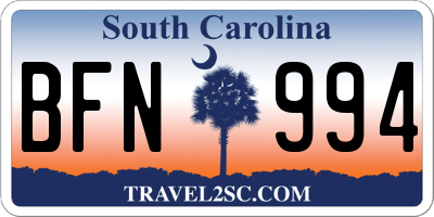 SC license plate BFN994