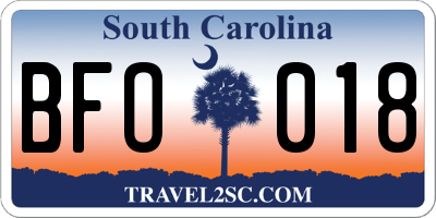 SC license plate BFO018
