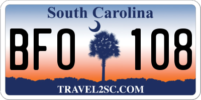 SC license plate BFO108