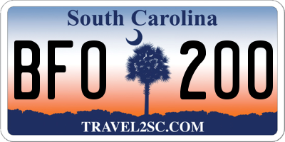 SC license plate BFO200