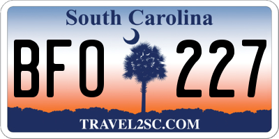 SC license plate BFO227