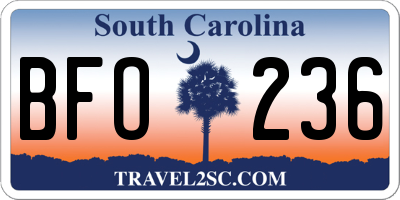 SC license plate BFO236