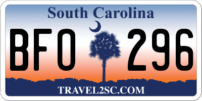 SC license plate BFO296