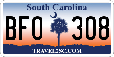 SC license plate BFO308