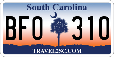 SC license plate BFO310