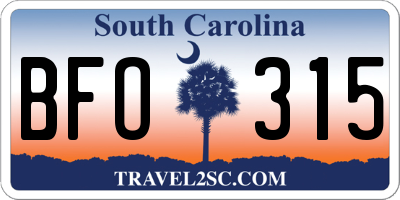 SC license plate BFO315