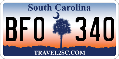 SC license plate BFO340
