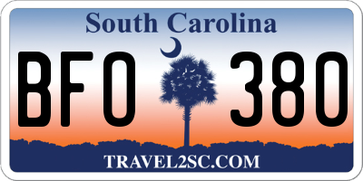 SC license plate BFO380